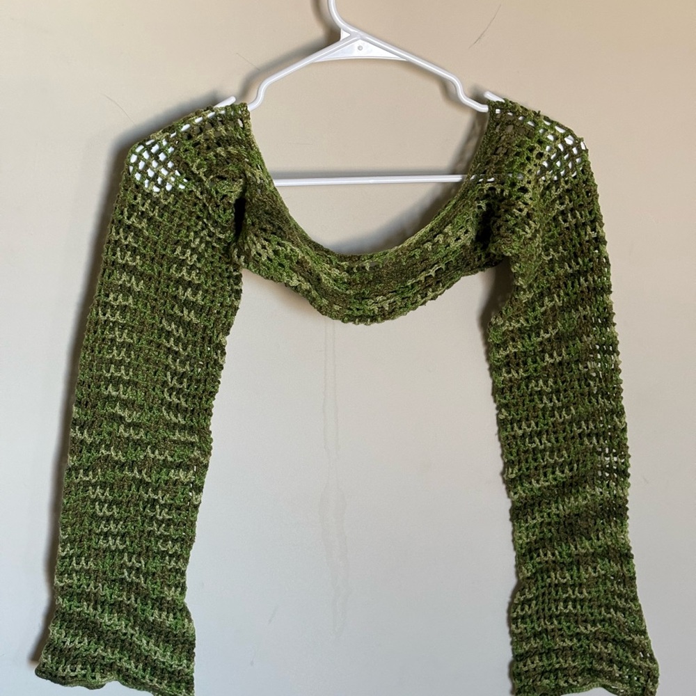 Green Festival Shrug - Hand Crocheted